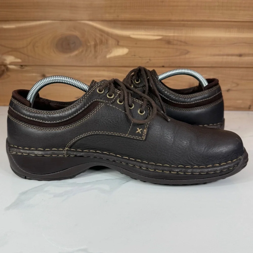 Red Wing 4114 Oxford Shoes Mens 9D Worx Mens Dark Brown Leather Lace Up Work